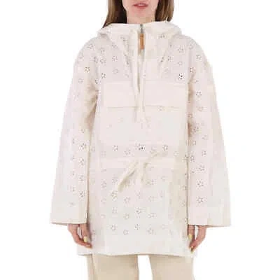 Pre-owned Moncler Ladies Natural Asnen Broderie Anglaise Jacket In Beige