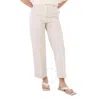 Shop Moncler Ladies Natural Logo Patch Straight Leg Pants