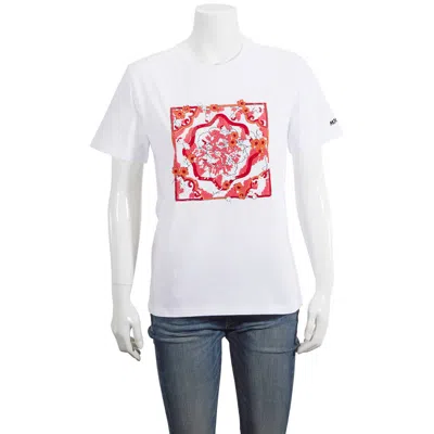 Moncler Ladies Short Sleeve Sequence Cotton T-shirt In White