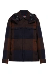 Moncler Ladurns Buffalo Plaid Down Shirt Jacket In Blue/brown