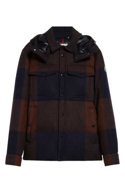 Moncler Ladurns Buffalo Plaid Down Shirt Jacket In Multicolor