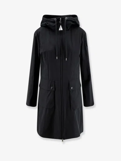 Moncler Laerte Cotton Blend Long Jacket In Black
