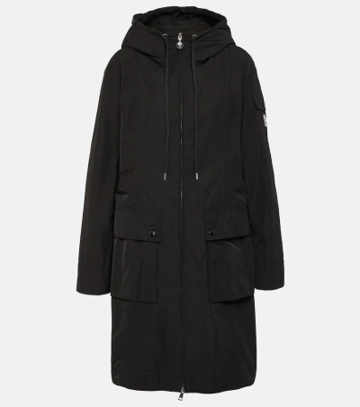 Moncler Mini Drawstring Hooded Jacket With Zip Closure In Black