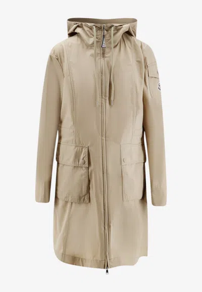Moncler Laerte Zip-up Parka In Cream
