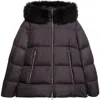 Moncler Laichefur Down Hooded Jacket With Removable Genuine Shearling Trim In Black