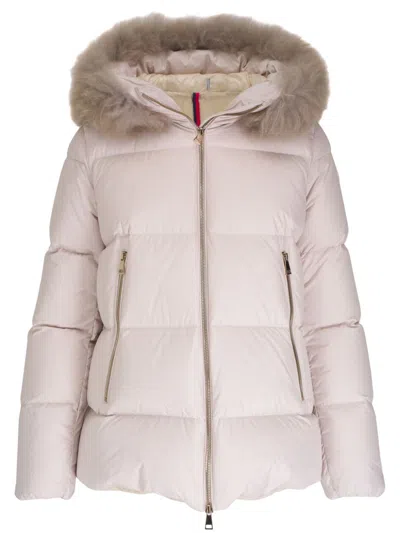 Moncler Kurze Laichefur Daunenjacke In Nude