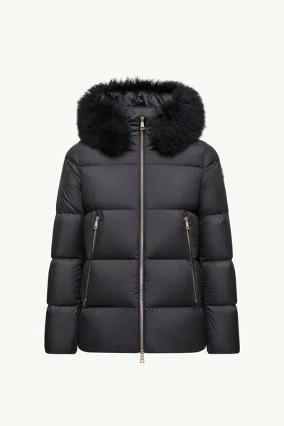 Moncler Laichefur Short Parka In Blue