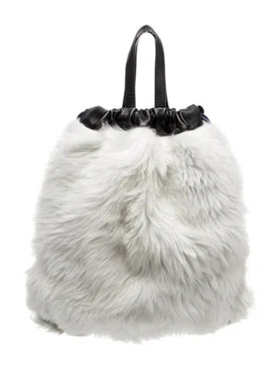 Pre-owned Moncler Lamb Fur Backpack In White