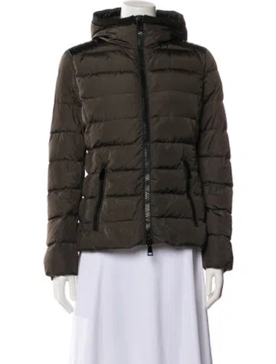 Pre-owned Moncler Lamb Leather Jacket In Green