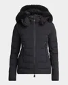 Moncler Lamoura Hooded Down Ski Jacket In Animal Print