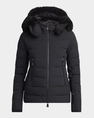 Moncler Lamoura Hooded Down Ski Jacket In Animal Print