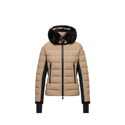 Moncler Lamoura Hooded Shearling-trimmed Insulated Ski Jacket, Women, Beige, Size: 4 In Pink