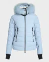 Moncler Lamoura Puffer Jacket With Shearling Trim In Medium Gray
