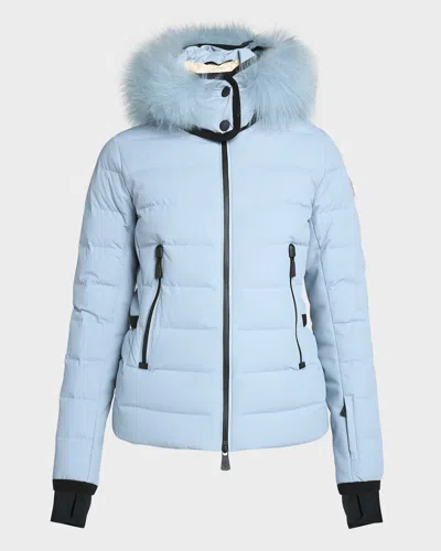 Moncler Lamoura Puffer Jacket With Shearling Trim In Astro