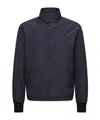 Moncler Doudoune Courte À Bords En Cuir Lanques In Blue