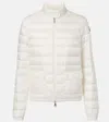 Moncler White Crop Down Jacket With Drawstring In Neutral