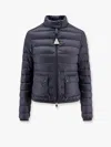 Moncler Short Quilted Down Jacket With High Collar In Blue