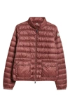Moncler Lans Channel Quilted Down Moto Jacket In Dark Mahogany