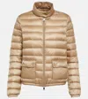 Moncler Snap Button Collar Down Jacket In Beige