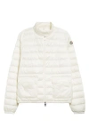 Moncler White Crop Down Jacket With Drawstring In Silk White/silk White