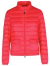 Moncler Full Zip Down Jacket With Quilted Design In Burgundy