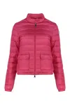 Moncler Full Zip Down Jacket With Quilted Design In Pink