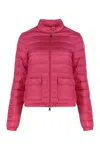 Moncler Full Zip Down Jacket With Quilted Design In Pink