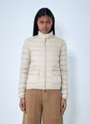 Moncler White Crop Down Jacket With Drawstring In Gray
