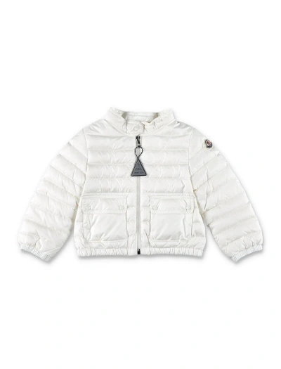 Moncler Kids' Lightweight 100 Gram Lans Long-sleeved Down Jacket With Front Zip Closure And Front Pockets. Logo On In White