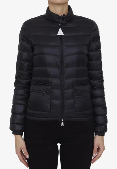 Moncler Lans Logo Patch Down Jacket In Black