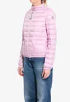 Moncler Lans Logo Patch Down Jacket In Pink