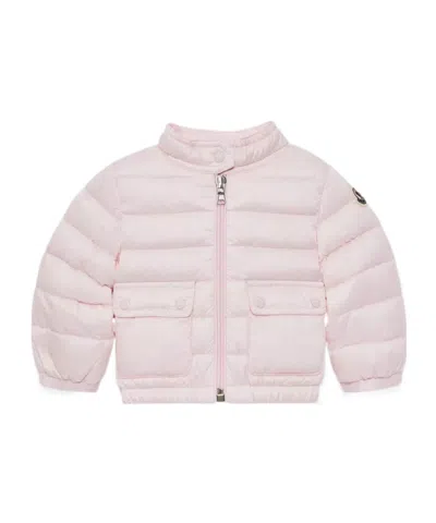 Moncler Lans Logo-patch Quilted Jacket In Pink