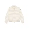 Moncler White Crop Down Jacket With Drawstring In White