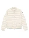 Moncler White Crop Down Jacket With Drawstring In Neutral