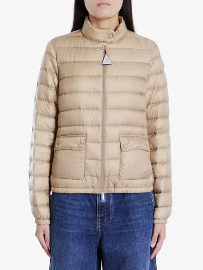Moncler Lans Short Down Jacket In Beige