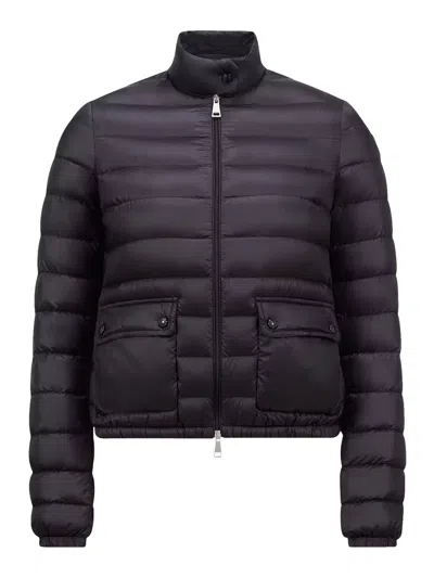 Moncler Lans Short Jacket High Collar Quilting In Black