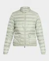 Moncler Lans Quilted Metallic Shell Down Jacket In Gray