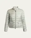 Moncler Lans Quilted Metallic Shell Down Jacket In Gray
