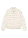 Moncler White Crop Down Jacket With Drawstring In Neutral