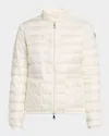 Moncler White Crop Down Jacket With Drawstring In White