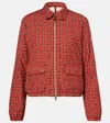 Moncler Lanset Houndstooth-pattern Zip-up Jacket In Brown