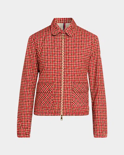 Moncler Lanset Packable Short Down Shirt Jacket In Red