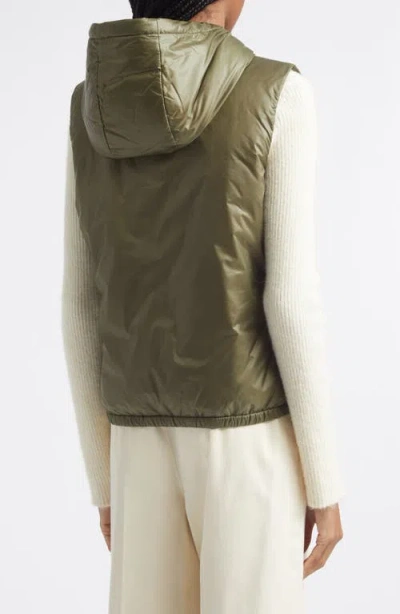 Moncler Lansette Hooded Down Vest In Green