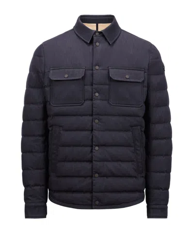 Moncler Lapel Long-sleeved Down Jacket In Black