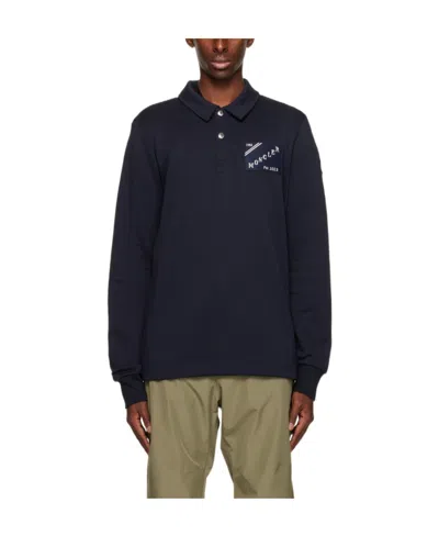 Moncler Lapel Long-sleeved Polo Shirt In Blue