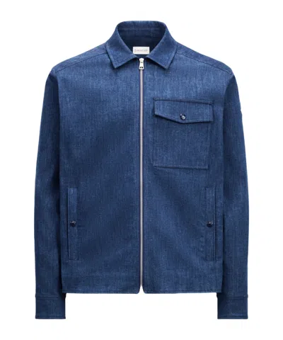 Moncler Zip-up Overshirt In Blue