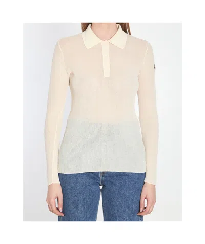 Moncler Lapel Long-sleeved Sweater In White