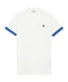 Moncler Lapel Short Sleeve Polo Shirt In White