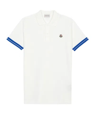 Moncler Lapel Short Sleeve Polo Shirt In White