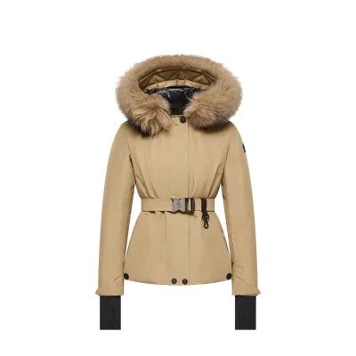Moncler Laplance Gore-tex Shearling-trimmed Hooded Insulated Ski Jacket In Brown